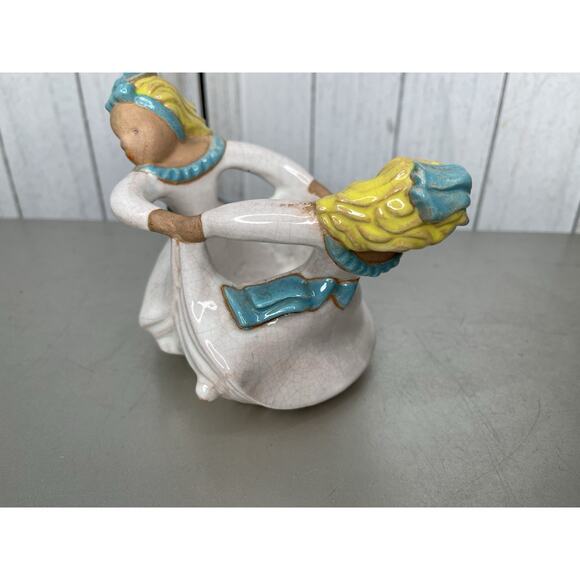 Vintage Sorcha Boru Pottery 2 Dancing Blonde Girls Figurine Planter Bowl Signed - Picture 5 of 8